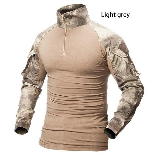 Men Tactical Shirt Outdoor Wear-resistant Camouflage T-Shirts Male Military Long Sleeve Shirts Camping Hiking Tops Army Combat Shirts M