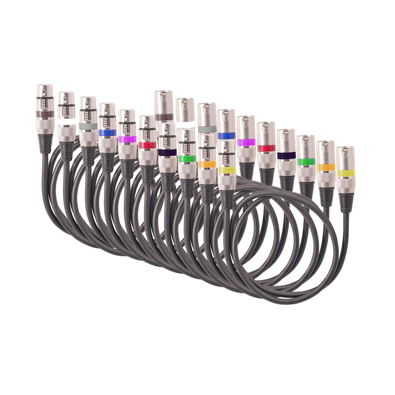 10pcs 1.5M/5ft XLR Cable DMX Stage Light Cable 3-Pin XLR Male to Female Plug Black PVC Jack Mic multicolour
