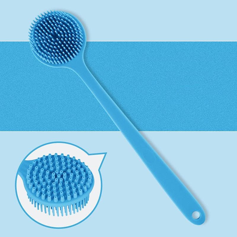 Silicone Back Scrubber,Long Handle Body Scrubber,Light&Easy-To-Hold Shower Brush For Skin Cleaning&Exfoliating With A Free Hook blue