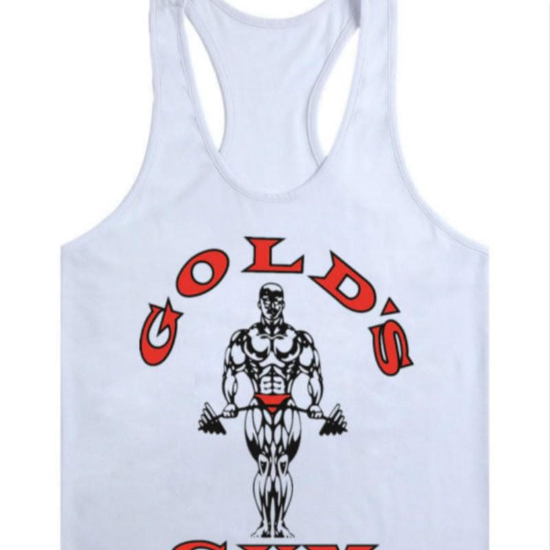Men's Sleeveless Tank Top Europe Golds Vest Bodybuilding and Fitness XL white