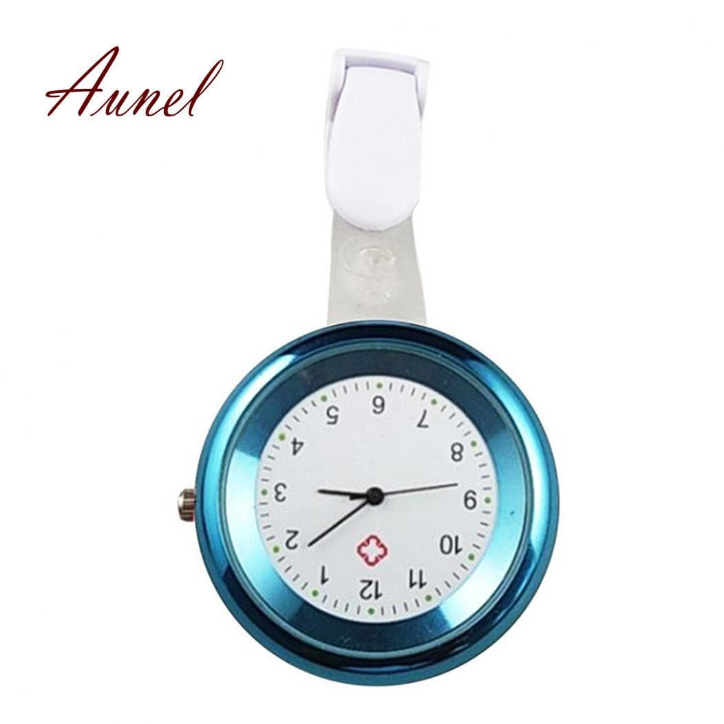 Round Numeral Analog Quartz Clip-On Nurse Medical Doctor Pocket Watch dark blue