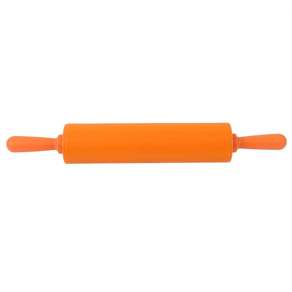 Colorful Silicone Rolling Pin Restaurant Homemade Bread Cookie Dough Rolling Tool (Orange) orange