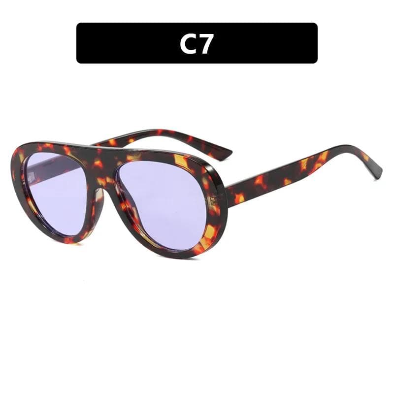 Vintage Designer Flat Top Pilot Sunglasses UV400 Luxury Punk Outdoor Driving Eyewear for Women Men As Picture
