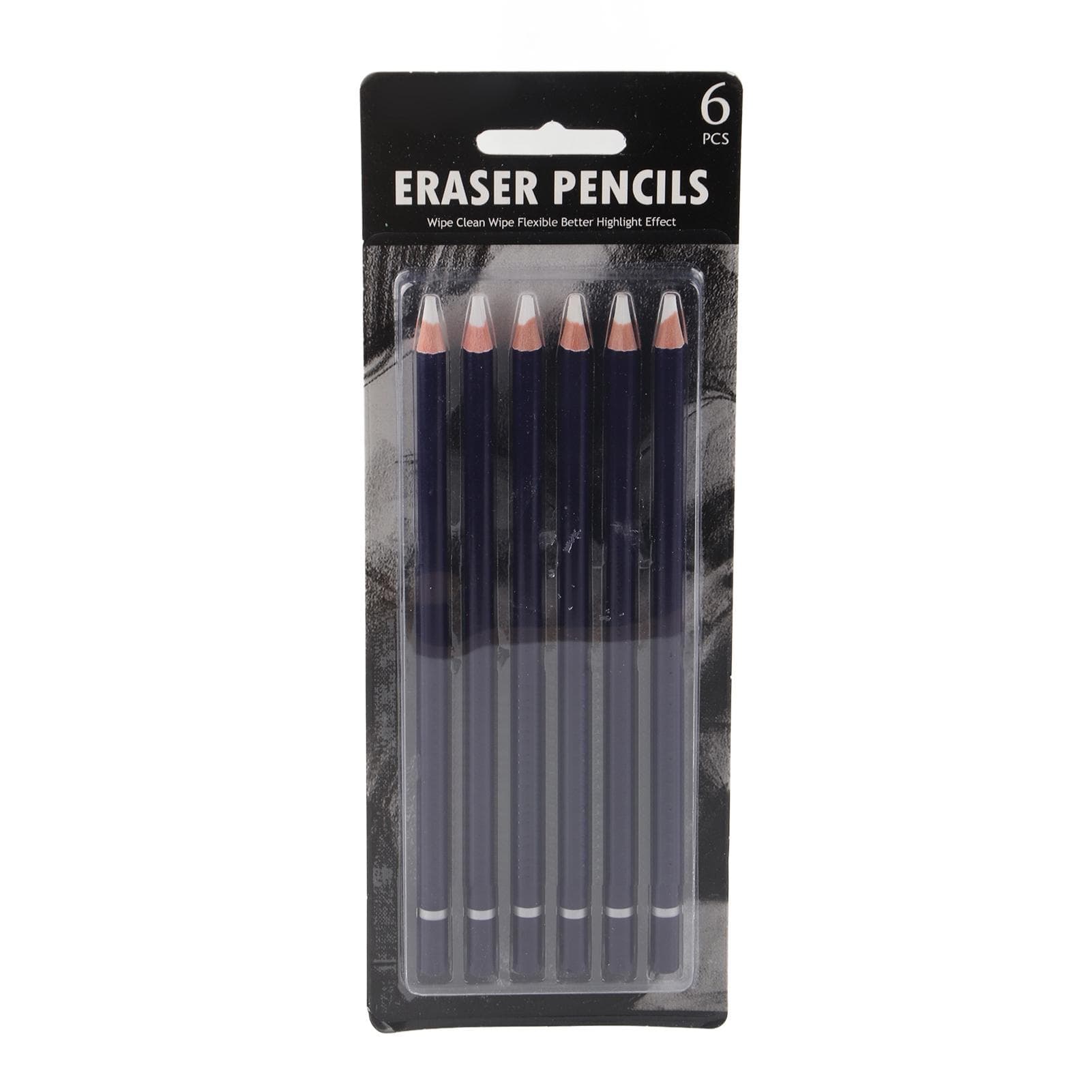 6Pcs Eraser Pencil Set Premium Wood Easy Erasion Comfortable Grip Wide Application Eraser Pen for