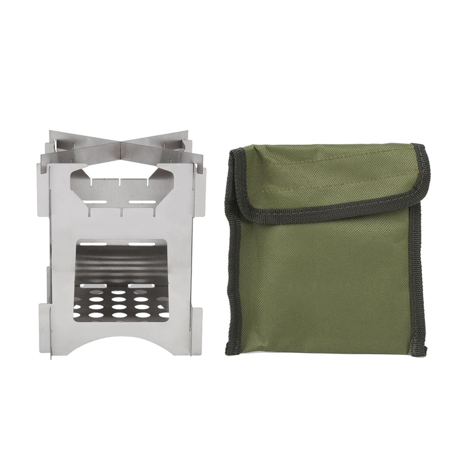 Portable Stainless Steel Folding Wood Burning Stove Mini Cooker for Outdoor Camping Travel Hiking Picnic