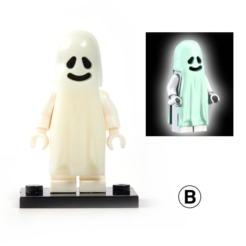 Halloween Series Building Blocks Luminous Smiling Ghost Model Action Figures