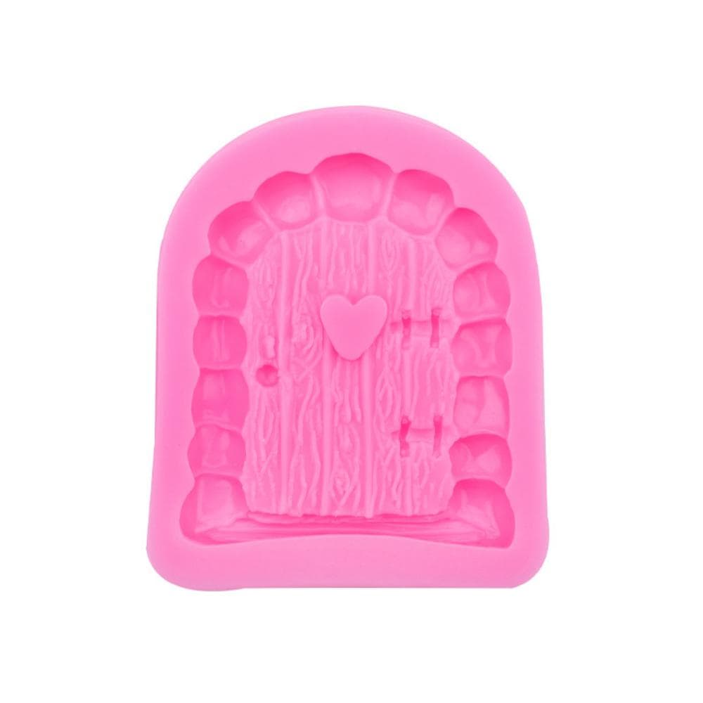 DIY Stone Door Fairy Tale Door Cartoon Door Wooden Door Hut Silicone Mold Fondant Chocolate Mold pink