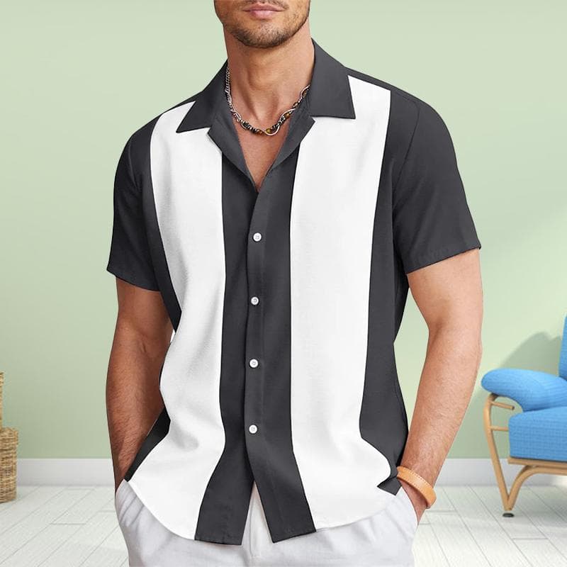 Men's Handsome Stripes 3D Print Shirt Button Up Shirt Casual Shirt Summer Shirt Short Sleeve Daily Vacation Clothing 8XL black