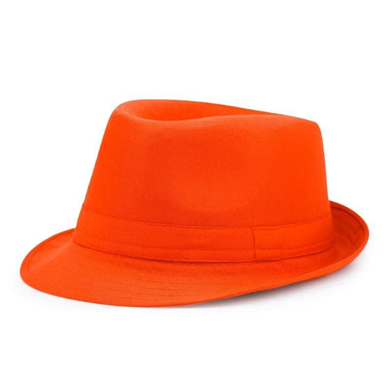 Summer Solid Bright Color Sun Hat British Jazz Hat Top Hat Men's Top Hat Winter Middle-aged and Elderly Jazz Warm Hat Fedora Hat orange