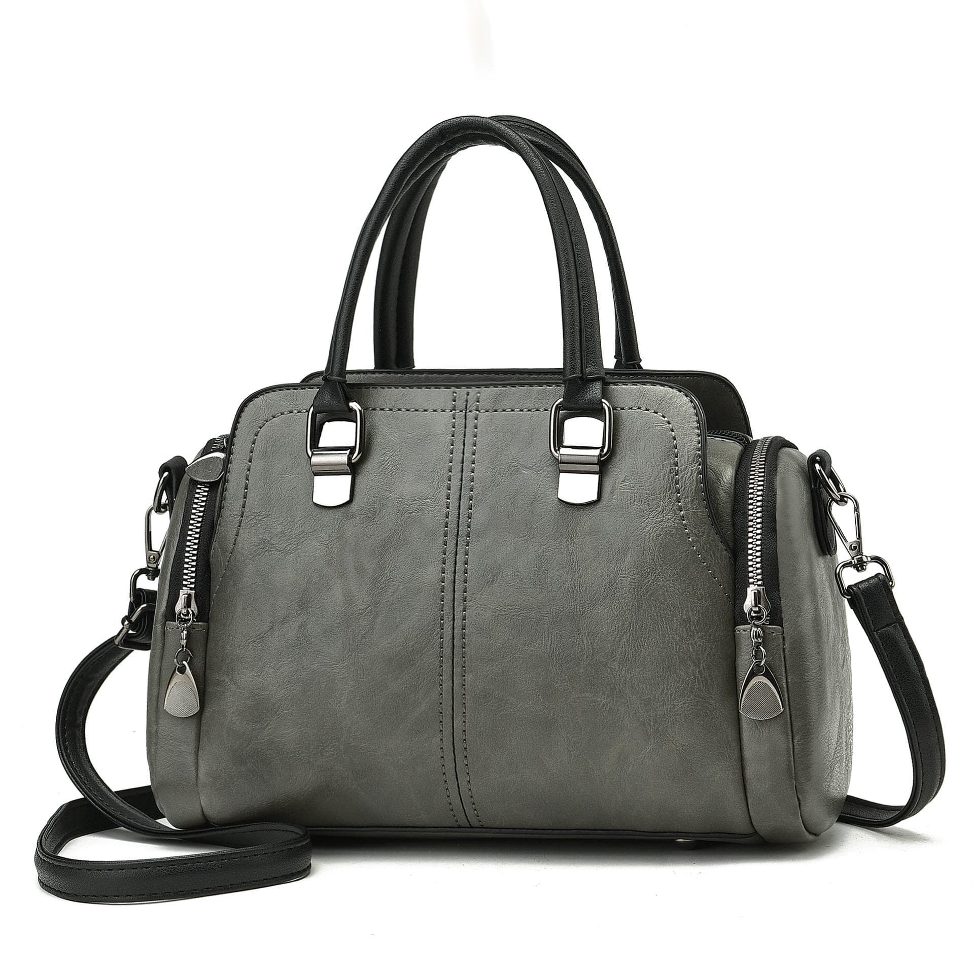 Women's Bag 2025 New Fashion Handbag Middle-aged Women's Bag Large-capacity Soft Leather Mother Shoulder Messenger Bag 30cm*14cm*19cm grey