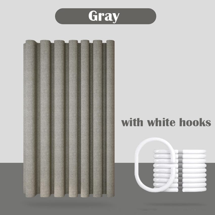 Luxury Thick Imitation Linen Shower Curtain Waterproof Bath Curtains For Bathroom Bathtub Large Bathing Cover with Metal Hooks W200xH180cm