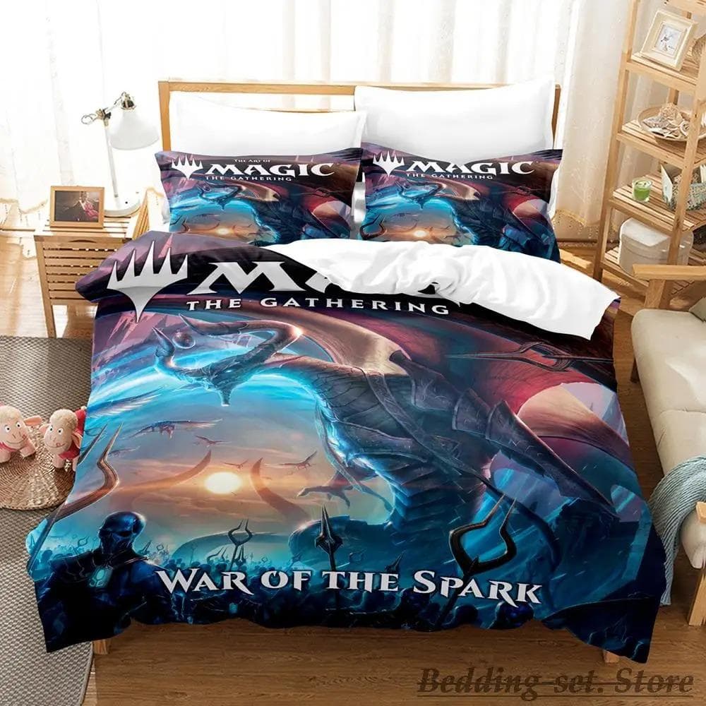 New M-Magic The Gathering Bedding Set Cartoon Anime three-piece set Adult Kid Bedroom Duvetcover Sets 3D Kawaii twin set AU Single 140x210cm