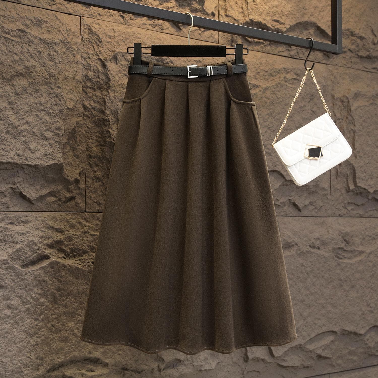 Large Size Women's Winter New Style Covers Belly and Makes You Look Slim A-line Skirt Fat Mm High Waist Mid-length Large Umbrella Skirt XXXXL