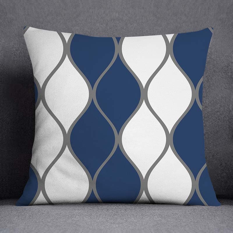 Blue Gray Geometric Pattern Decorative Pillowcase Cushion Cover Pillowcase Sofa Home Decor 40X40CM