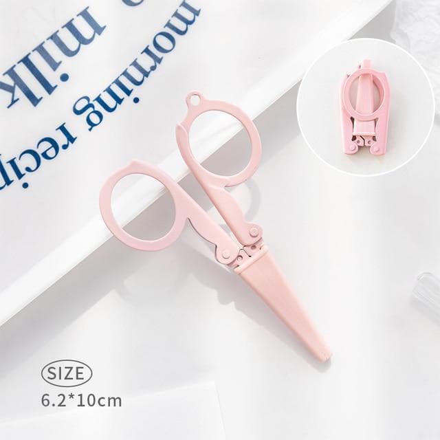 1Pcs Mini Colorful Folding Scissors Travel Portable Design Stainless Steel Cutter For Craft Paper Work School Stationery pink