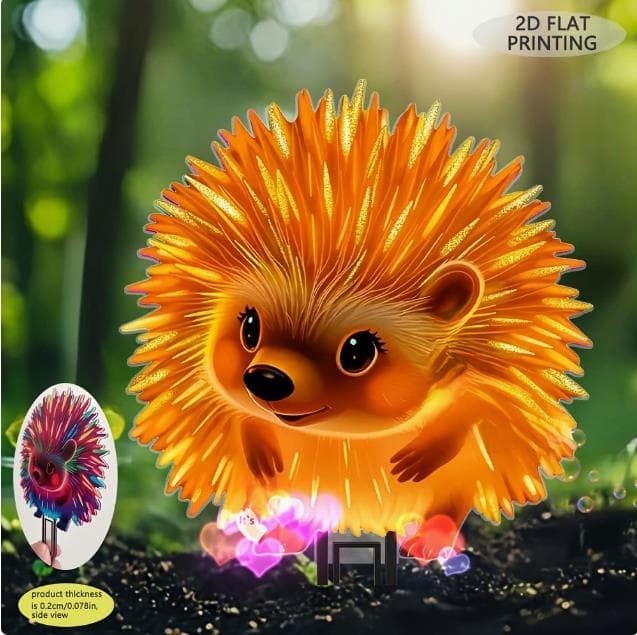 1PC Luminous Hedgehog Garden Floor Plug - UV Activated Neon Color, No Power Required, Lightweight Outdoor/Interior Decoration 1pcs orange