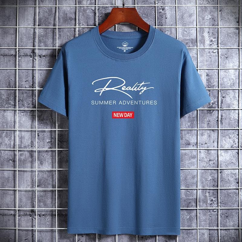 QICED Cotton Short Sleeve T-shirt Men's Fashion Loose Half Sleeve Shirt Printed Compassionate Shirt M