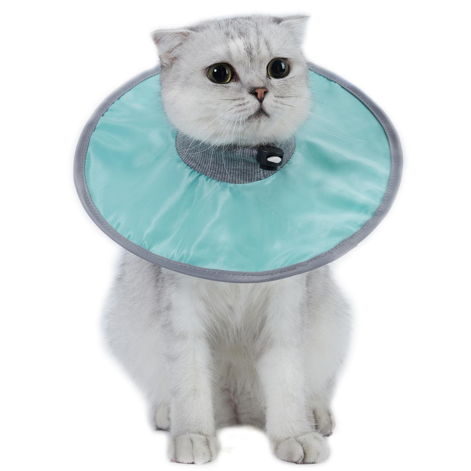 Cat Cone Collar Stop Licking Adjustable Ribbing Neck Recovery Collar Medium turquoise