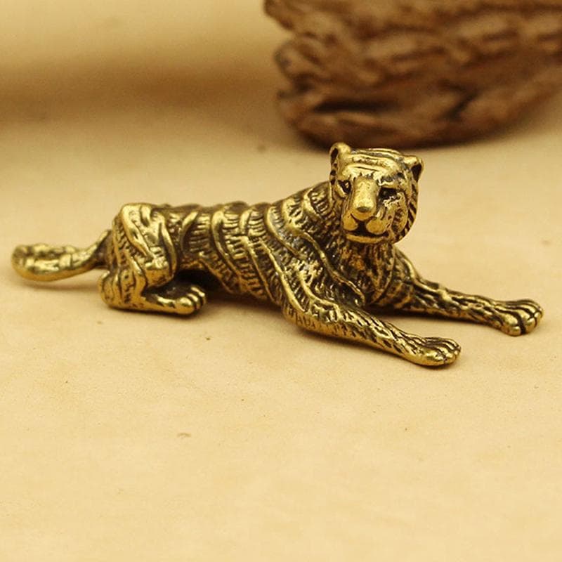 Tiger 3D Brass Casting Statue Mini Animal Metal Figurine Home Decor 57*17*20mm