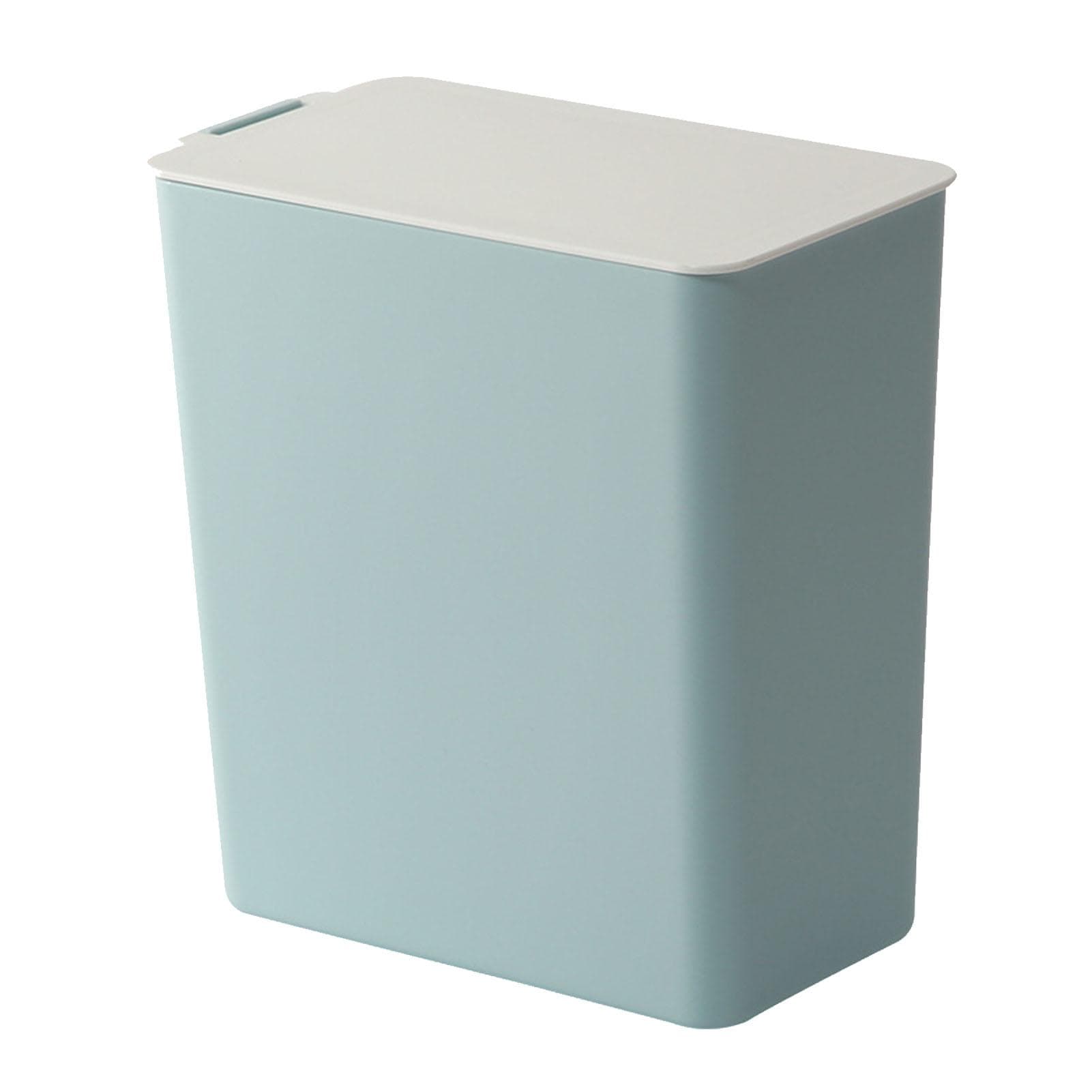 Mini Trash Can Desktop Countertop Garbage Bin Plastic Kitchen Waste Basket with Lid Light Blue light blue