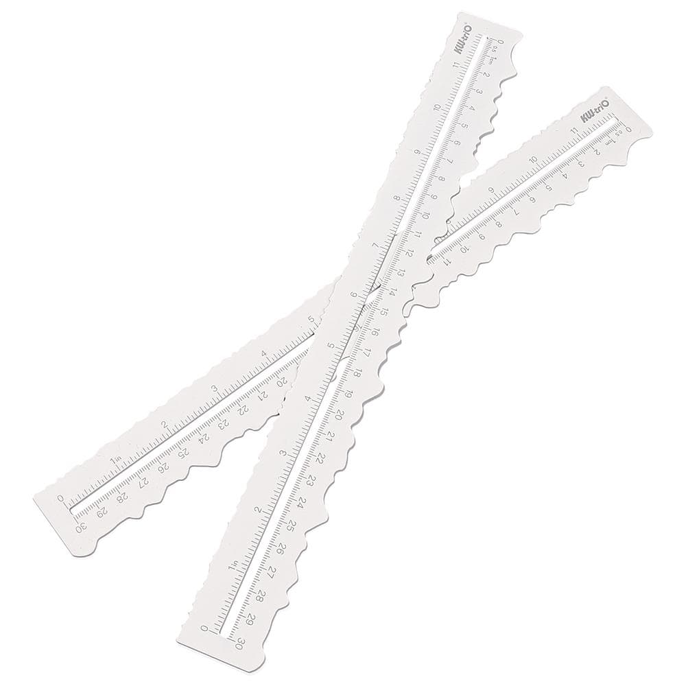 KWtrio Metal Paper Tearing Ruler Craft Ruler for 30cm11in Measurement Drawing Cutting Deckle white