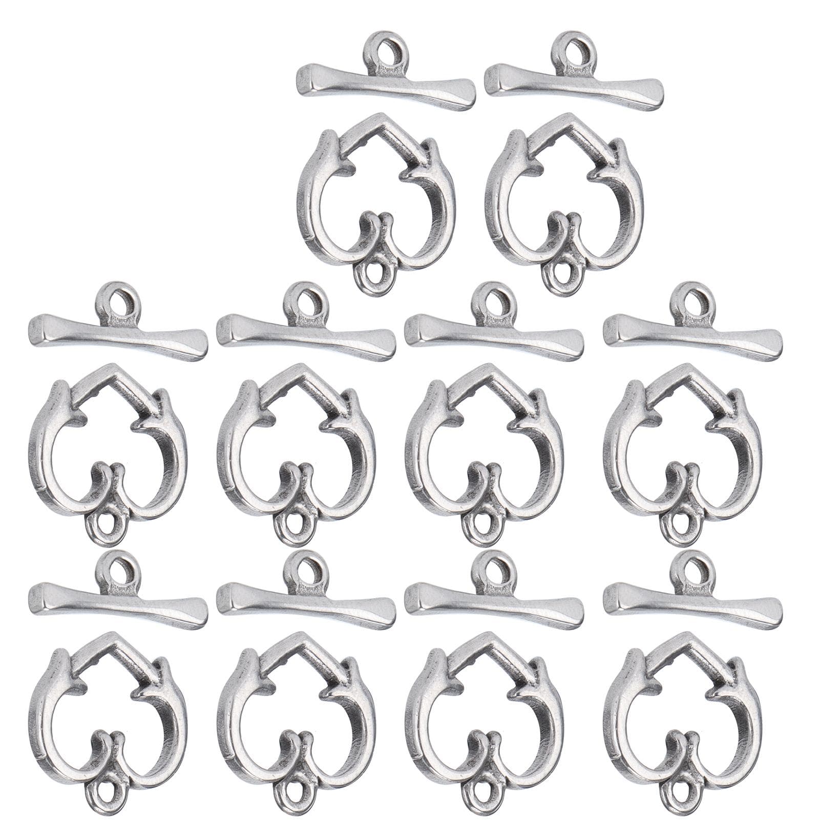 20Pcs OT Toggle Buckle Stainless Steel HeartShaped Jewelry Accessory for DIY Craft