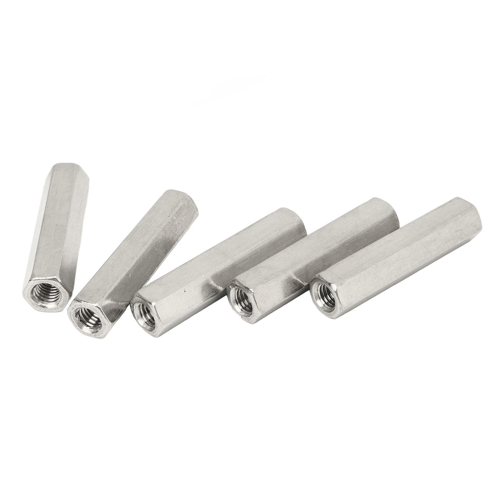 5Pcs Silver M8 Hex Coupling Nut Safe Practical Stainless Steel Coupling Nut Kit for Industrial