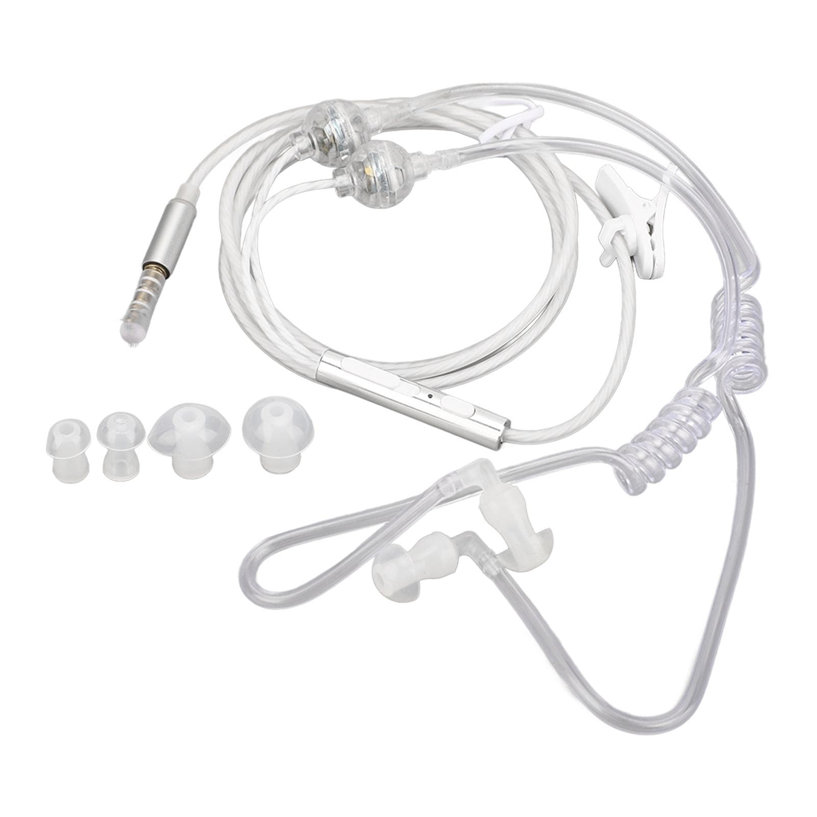 Air Tube Earbuds Ergonomic Radiation Free Noise Reduction Portable Binaural 3.5mm Air Tube Headset white