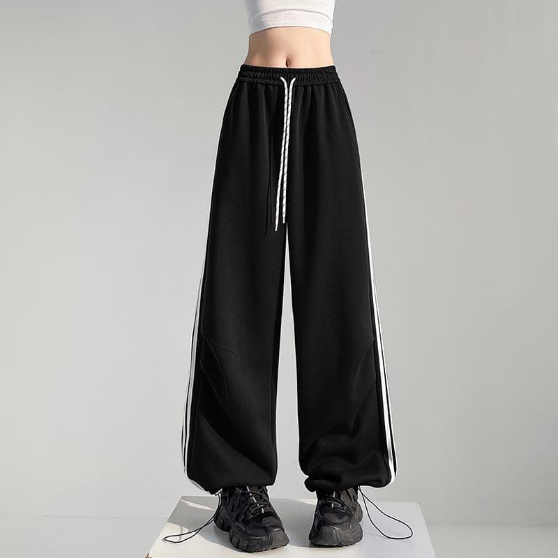 New Spring Style Wide-leg Pants for Women with High Waist Loose Straight Laziness and Casual Casual Drawstring Slutty Sweatpants XL