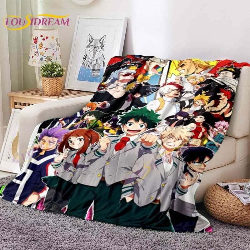 My Hero Academia Blanket Anime Blankets Midoriya Izuku Blankets Bed Sofa Lazy Soft Blanket Boys Girls Kids Gift Flannel Blankets 75x90cm