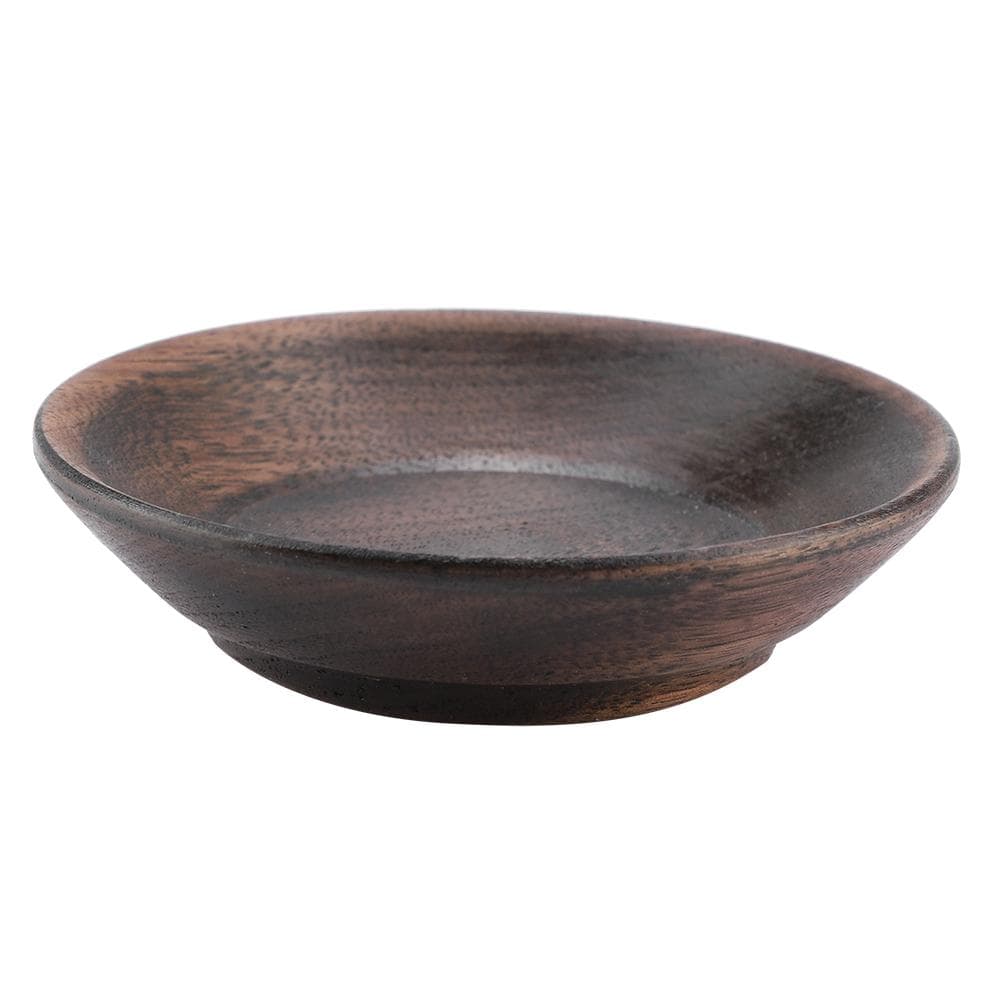 Solid Dark Color Wood Fruit Tray Round Food Serving Tray Tea Desert Cake Dish Plate (7.5cm)