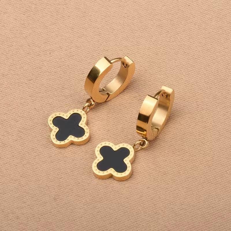 Titanium Steel Four Leaf Grass Earrings 18k Earrings Rose Gold Women's High Edition Long Style golden