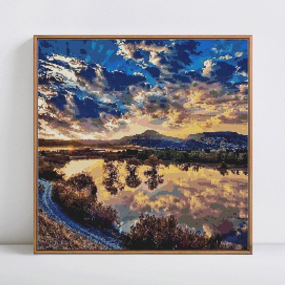 5D DIY Full Round Scenic Lake Diamond Painting Embroidery Sale Diamond Mosaic Picture 30x30