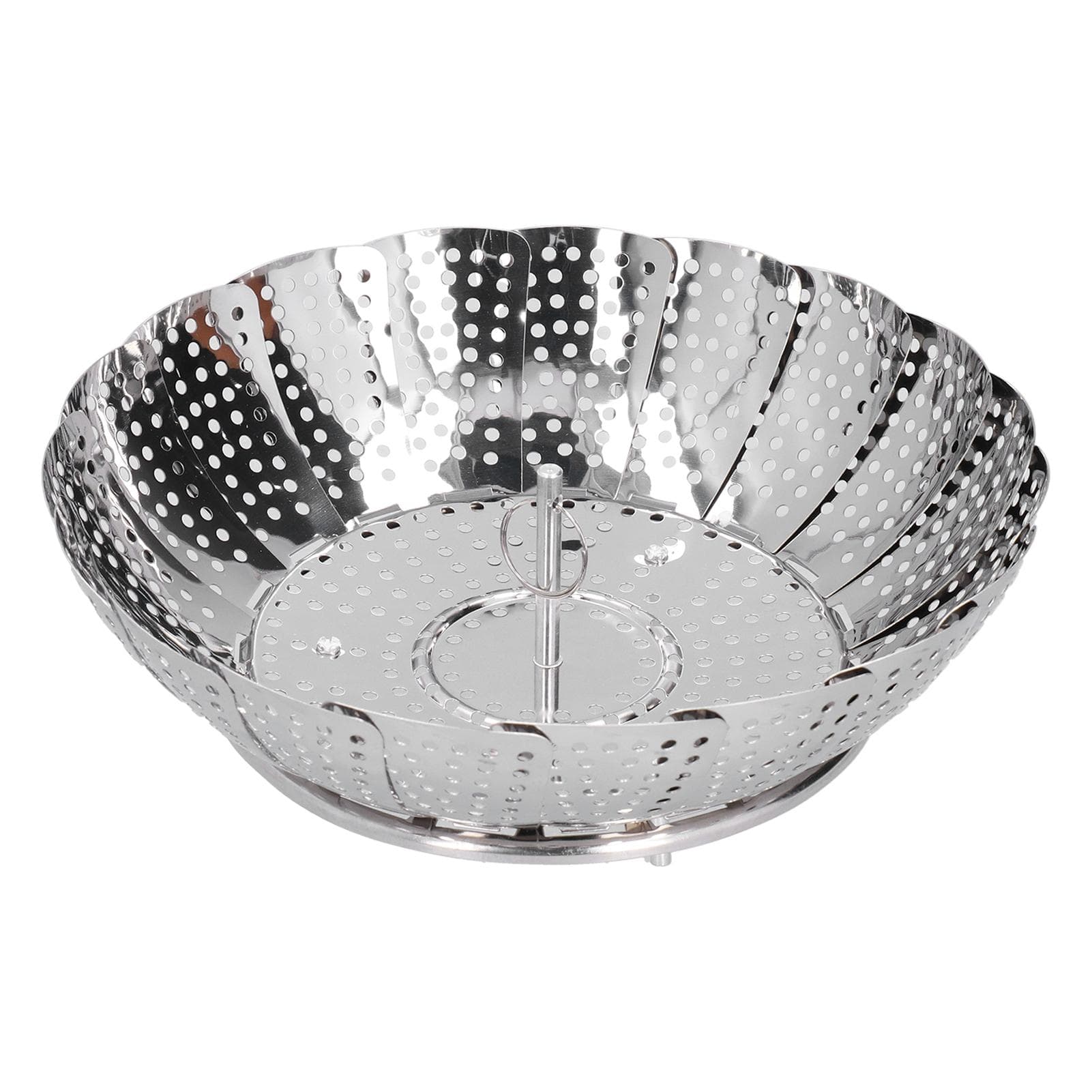 Stainless Steel Steamer Basket 28cm Diameter Retractable Foldable Steaming Rack for Home