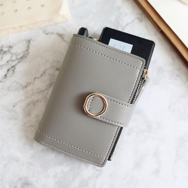 Women Wallets Small Fashion Brand Leather Purse Women Ladies Card Bag Clutch Female Purse Money Clip gray