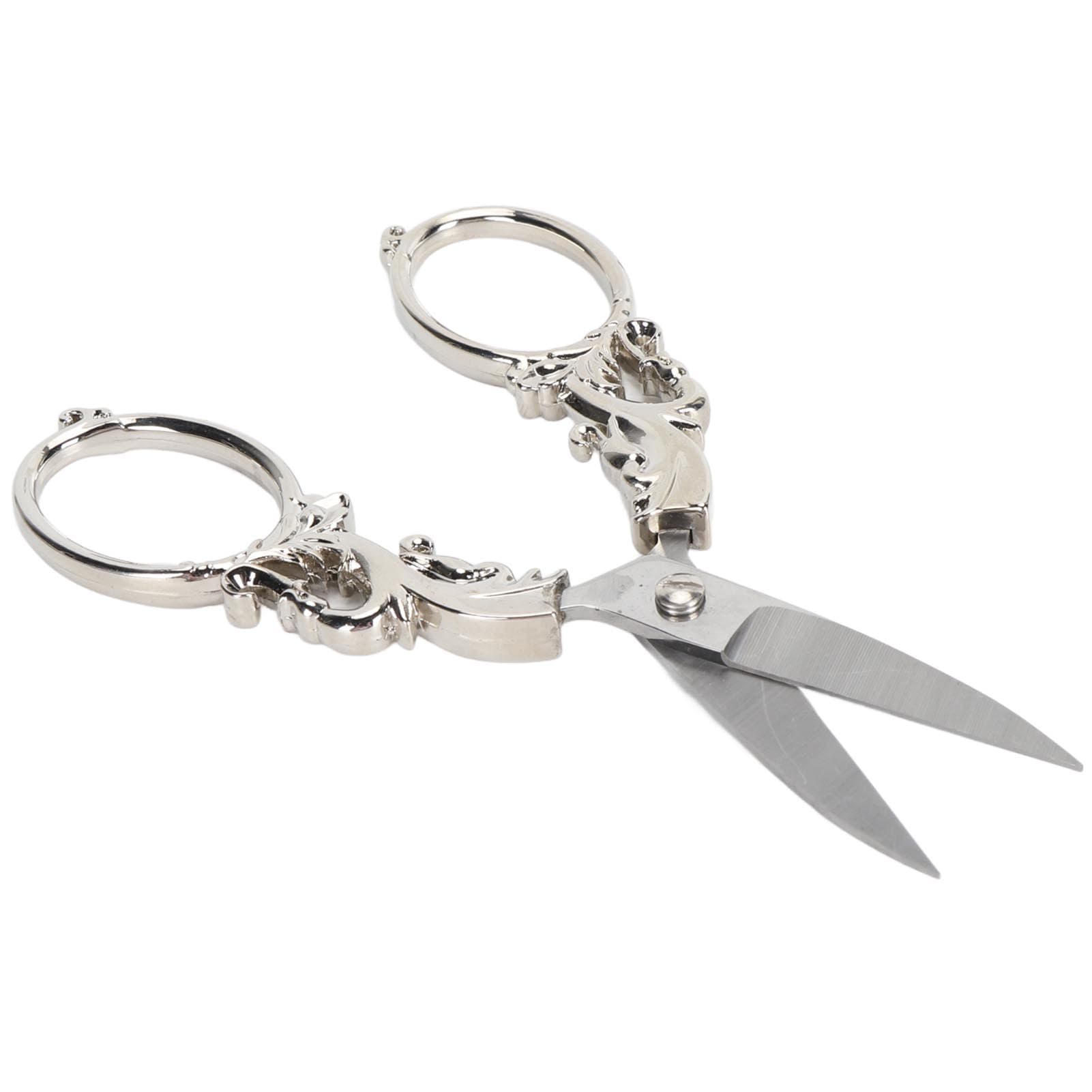 5in Embroidery Scissors Stainless Steel Tip Multifunctional Portable Vintage Scissors for Handmade silver
