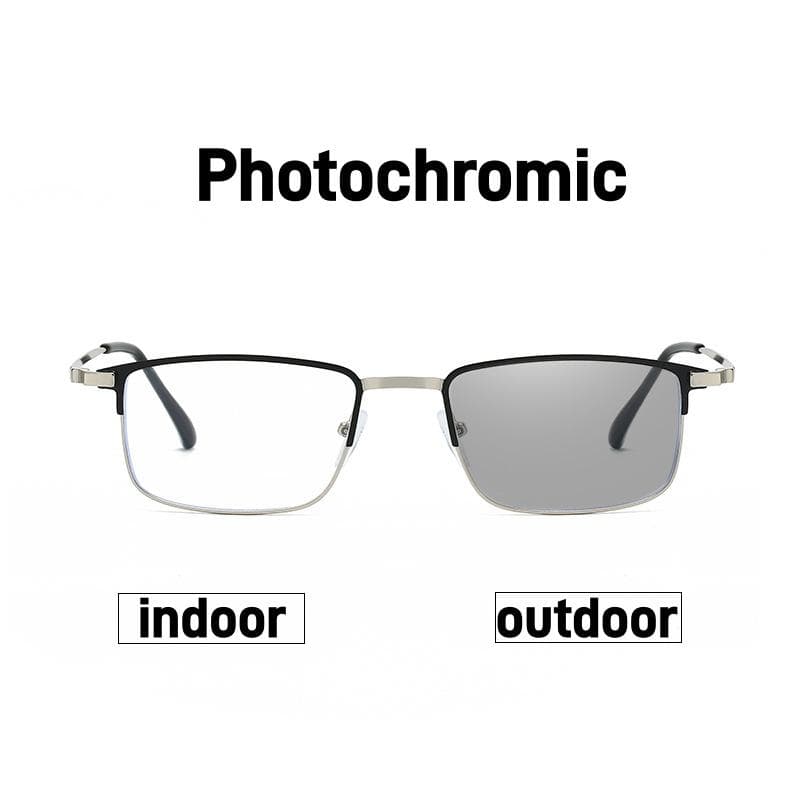 Men's Square Photochromic Myopia Glasses Ultra Light Comfortable Blue Light Blocking Eyewear 0 To -4.0 0