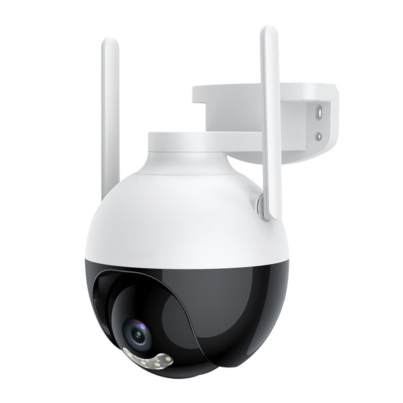 Outdoor WiFi PTZ Camera 4MP Wireless WiFi IP Camera Home Security System with 360 degrees View Color Night US Plug white