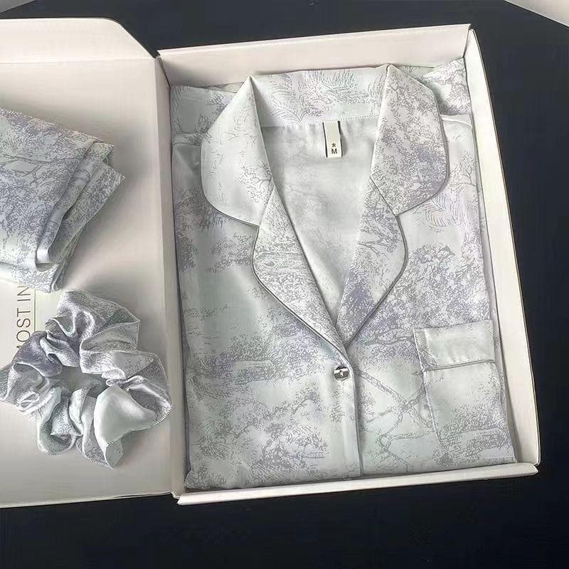 Women's Pajama Sets Luxury Pajamas Printed Smooth Rayon Pajama Sets Lounge Wear Pajamas Summer Outfits XL
