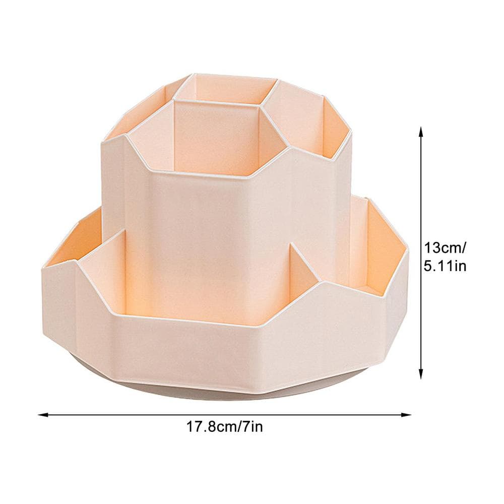 360 Rotating Pen Holder Desk Accessories Large Capacity Pencil Makeup Storage Box Desktop Organizer School Office Stationery pink