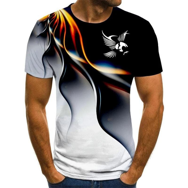 Eagle 3D Print Men's T-shirt Breathable Street Harajuku Streetwear Short Sleeve Men Women Hip Hop Casual Oversized Tops M
