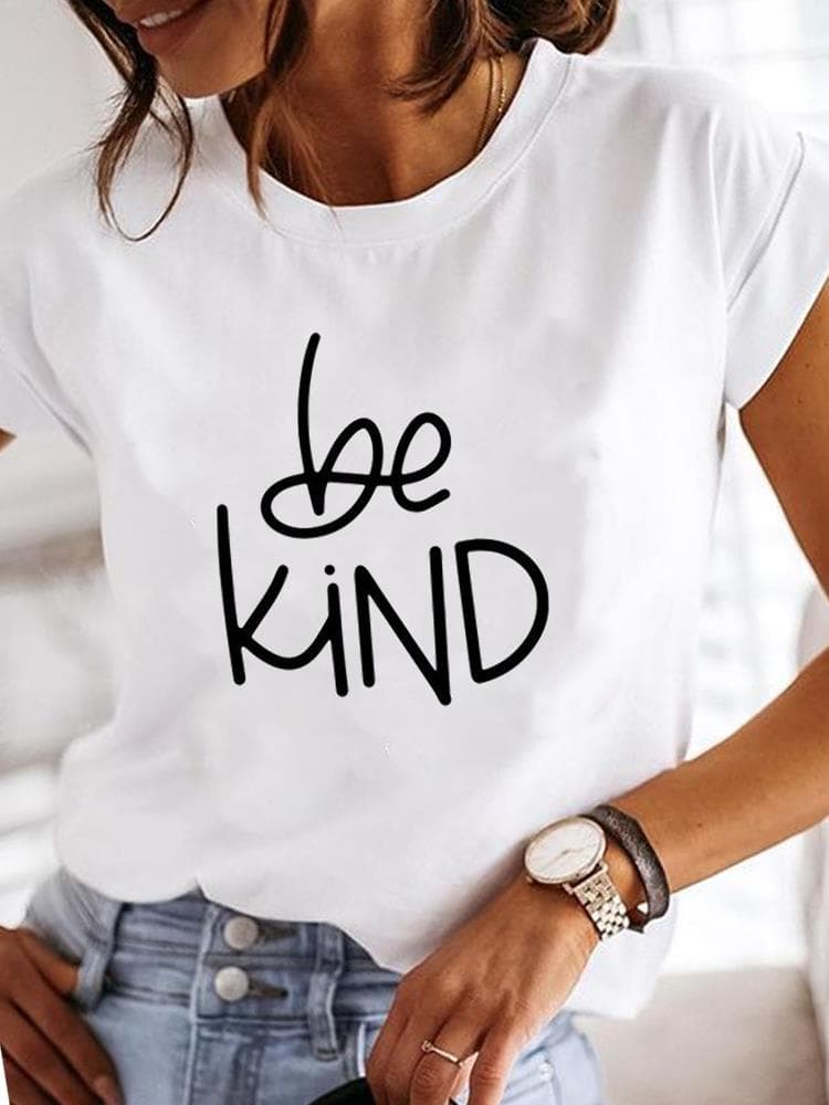 (Asian Size) Women Watercolor Trend Sweet Lovely Short Sleeve Fashion Print Lady Tee Top Clothing Casual Tshirt Female Graphic T-shirts 4XL