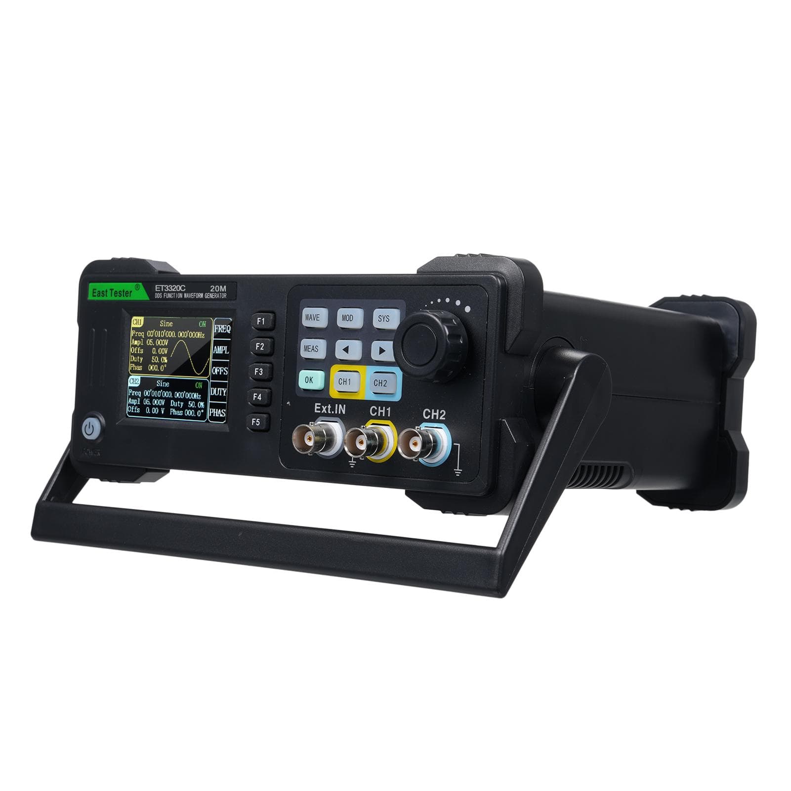 East Tester Two-Channel Function Arbitrary Waveform Generator 20MHz Frequency Meter ET3320C Pulse UK Plug black