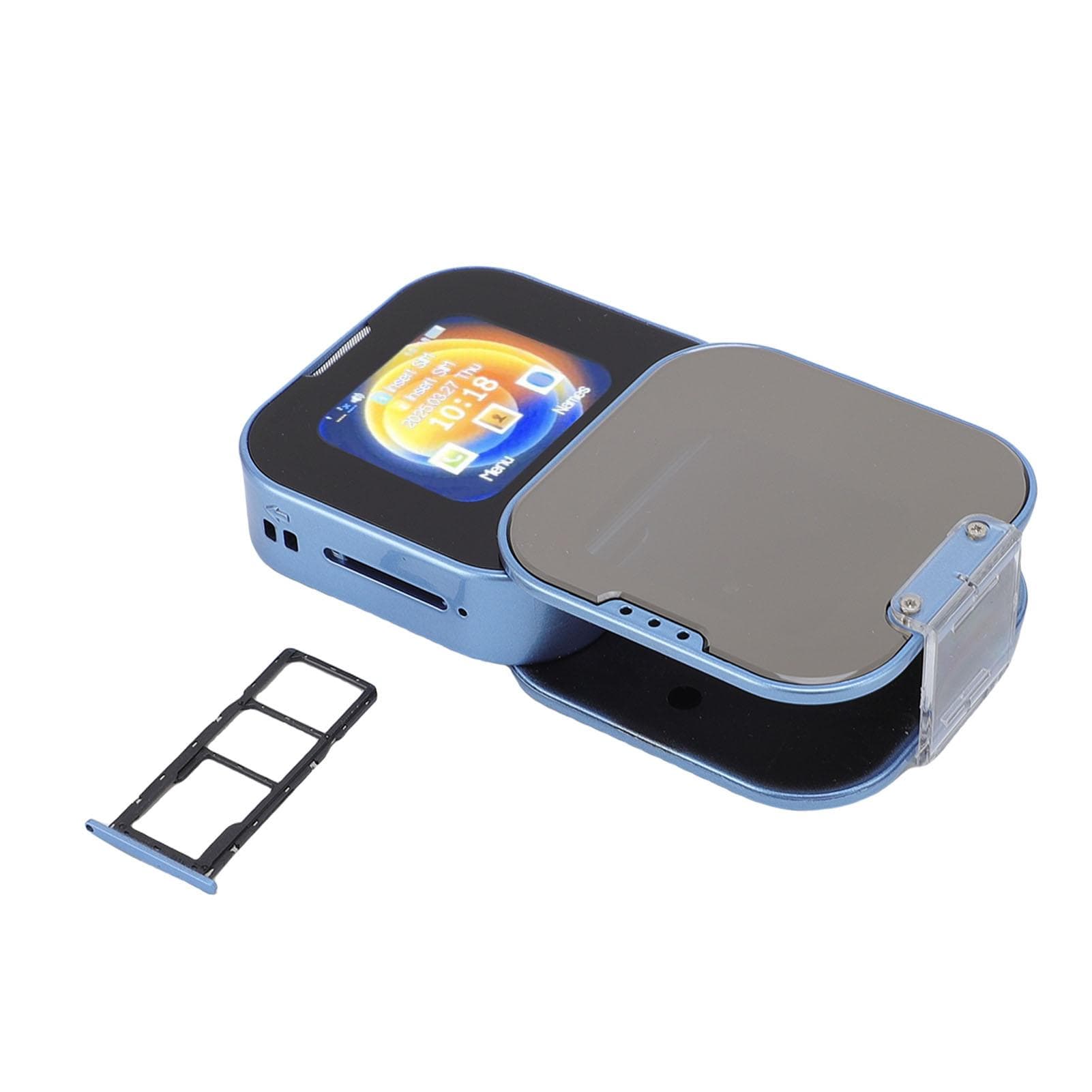 2G Small Phone Foldable FM Radio Double SIM LED Flashlight Quick Dial Vibration HD Rear Camera blue