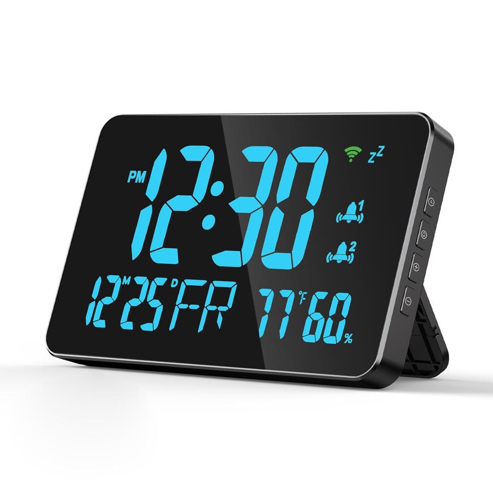 Tuya WiFi Desktop Clock Calendar Intelligent Thermometer Hygrometer with Digital LED Display 0 blue