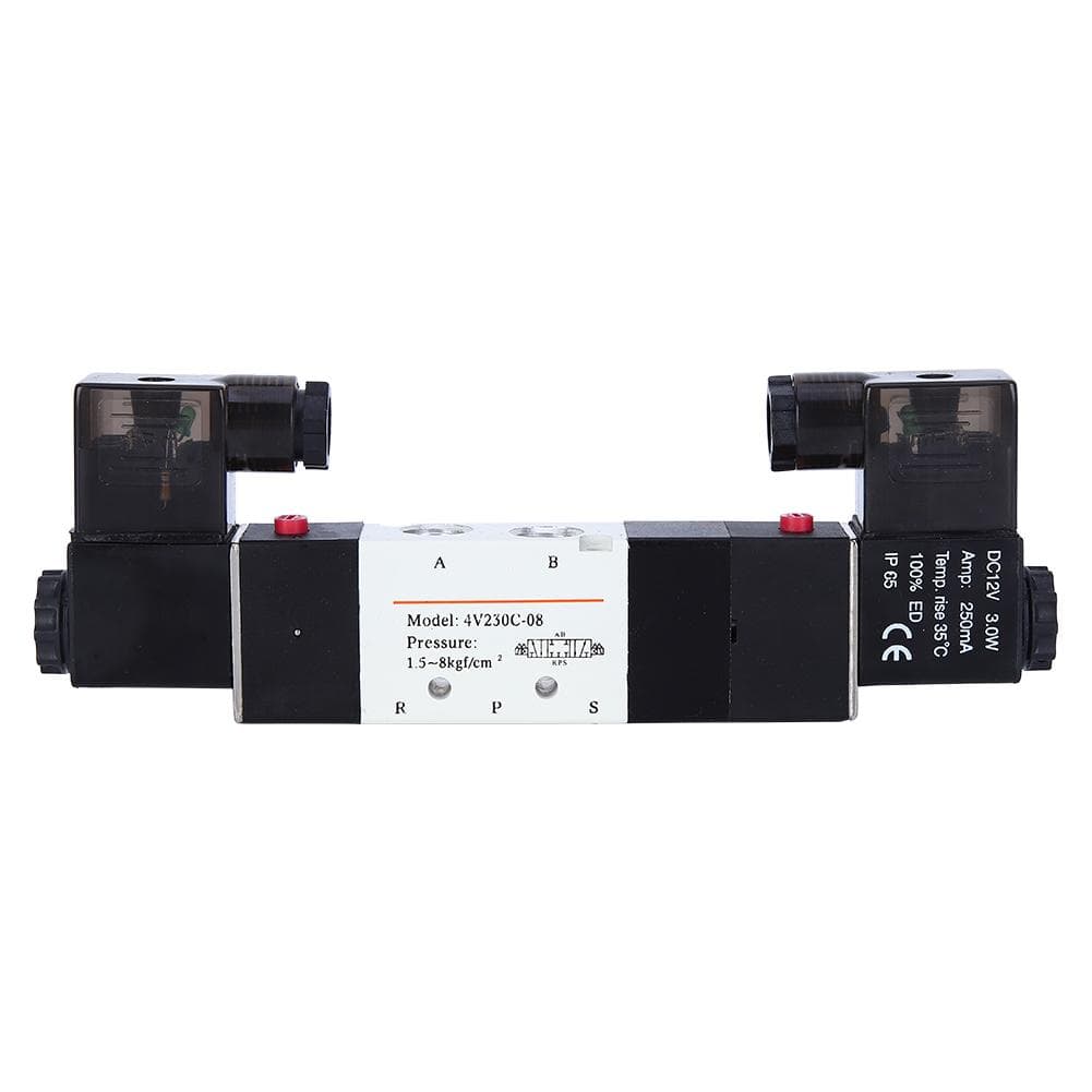 DC 12V BSP 14 Normally Closed 3 Position 5 Way Pneumatic Solenoid Valve 0.150.8MPa 4V23008C