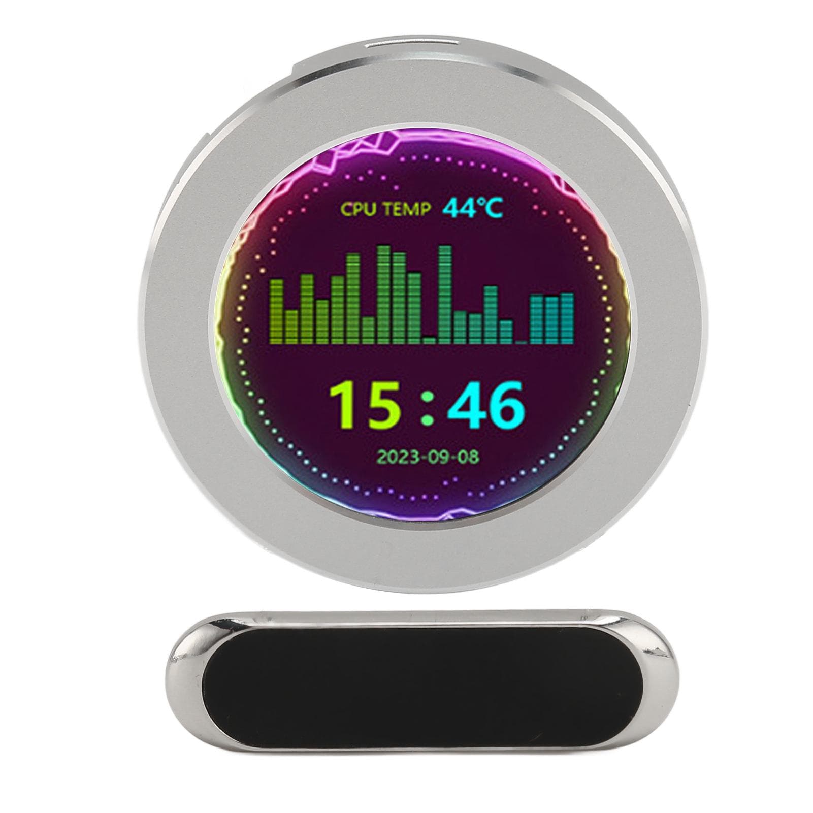 Computer Temp Monitor 2.1in Round LCD Type C 4PIN Dynamic Theme Editor PC CPU Data Monitor for silver