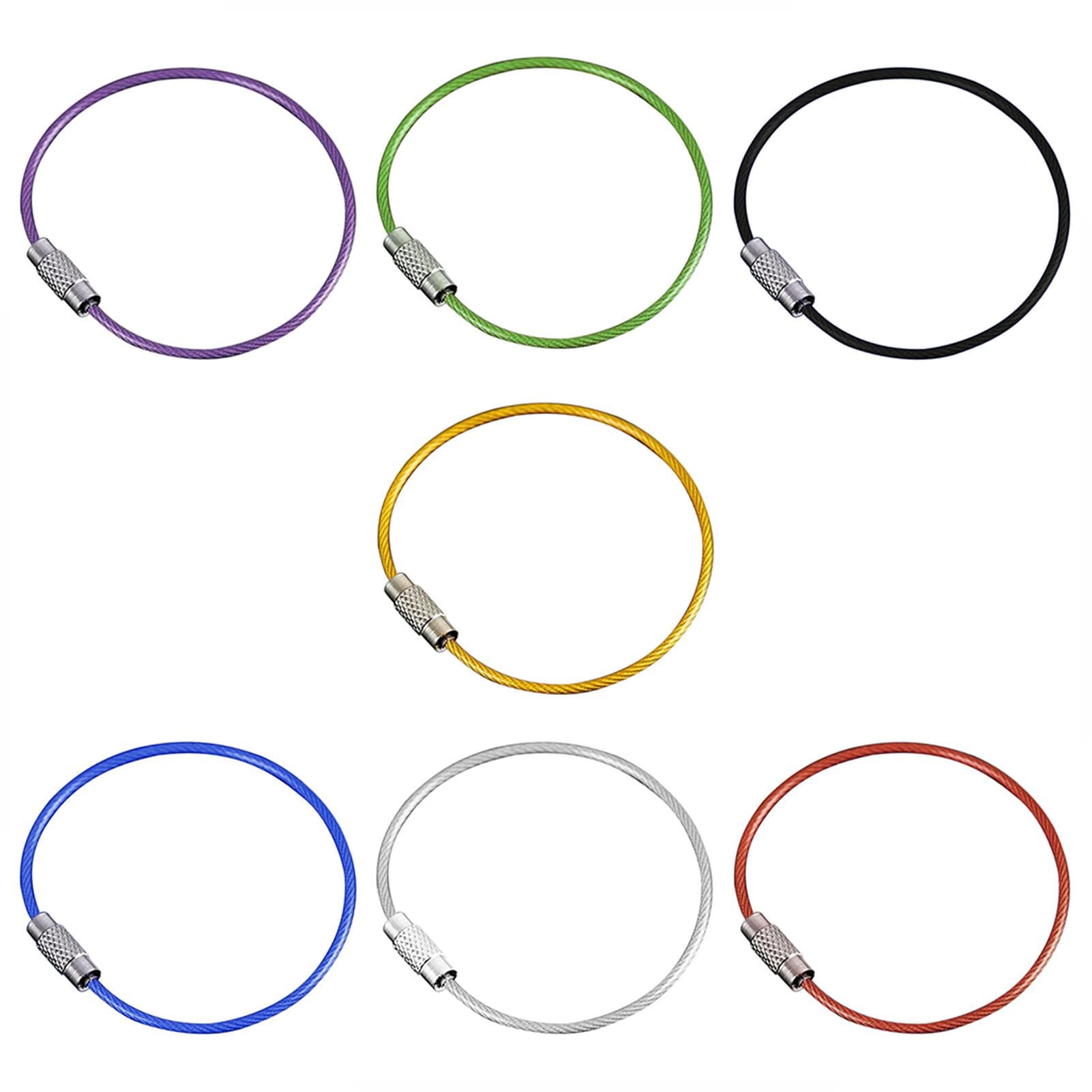 10Pcs Colorful Stainless Steel Wire Keychain Rope Key Chain Outdoor Hiking