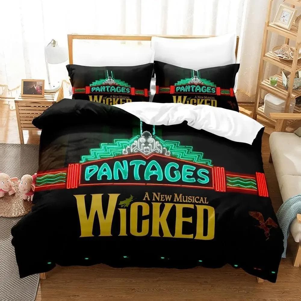 Wicked Musical Broadway Drama Bedding Set Single Twin Full Queen King Size Bed Set Aldult Kid Bedroom Duvetcover Sets 3D Print AU Single 140x210cm