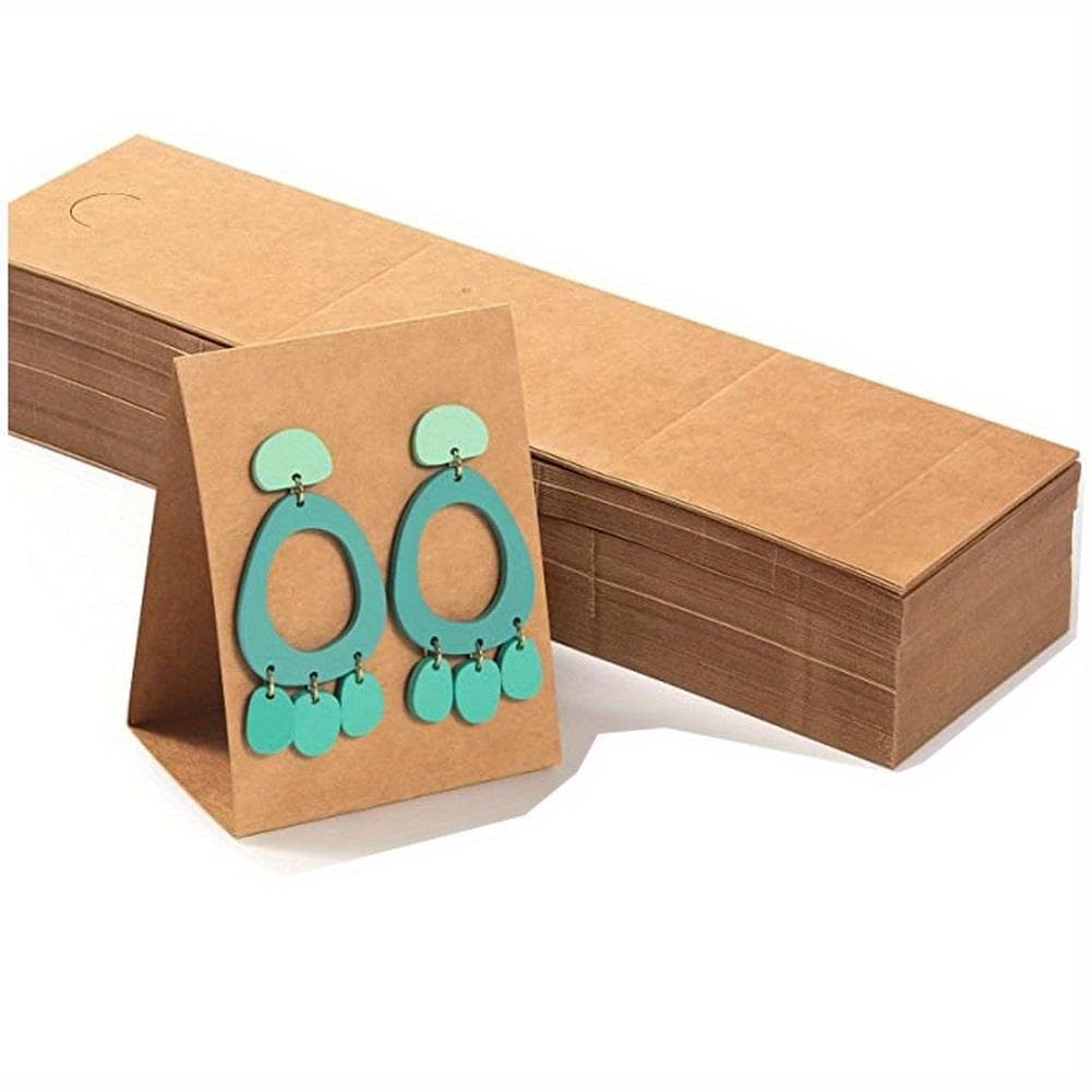 1set/100pcs 6.4*24CM Three-dimensional Earrings Display Card, Blank Kraft Cardstock, Earrings Card Earrings Package Decorations Cardstock 100pcs
